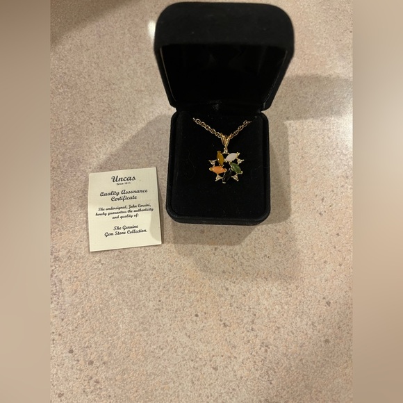 Uncas Jewelry - Uncas Gold and Multicolor Gem Crystal Necklace NiB
